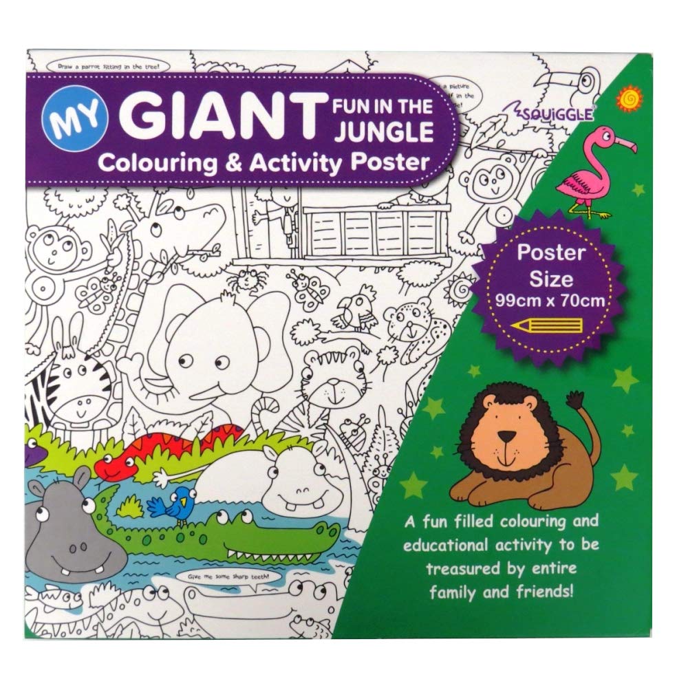 Squiggle My Giant Colouring and Activity Poster 99cm x 70cm, Fun in The Jungle