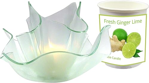 Vela de jarrón fresco de jengibre y lima, una mezcla picante de nuez moscada y lima (juego transparente)
