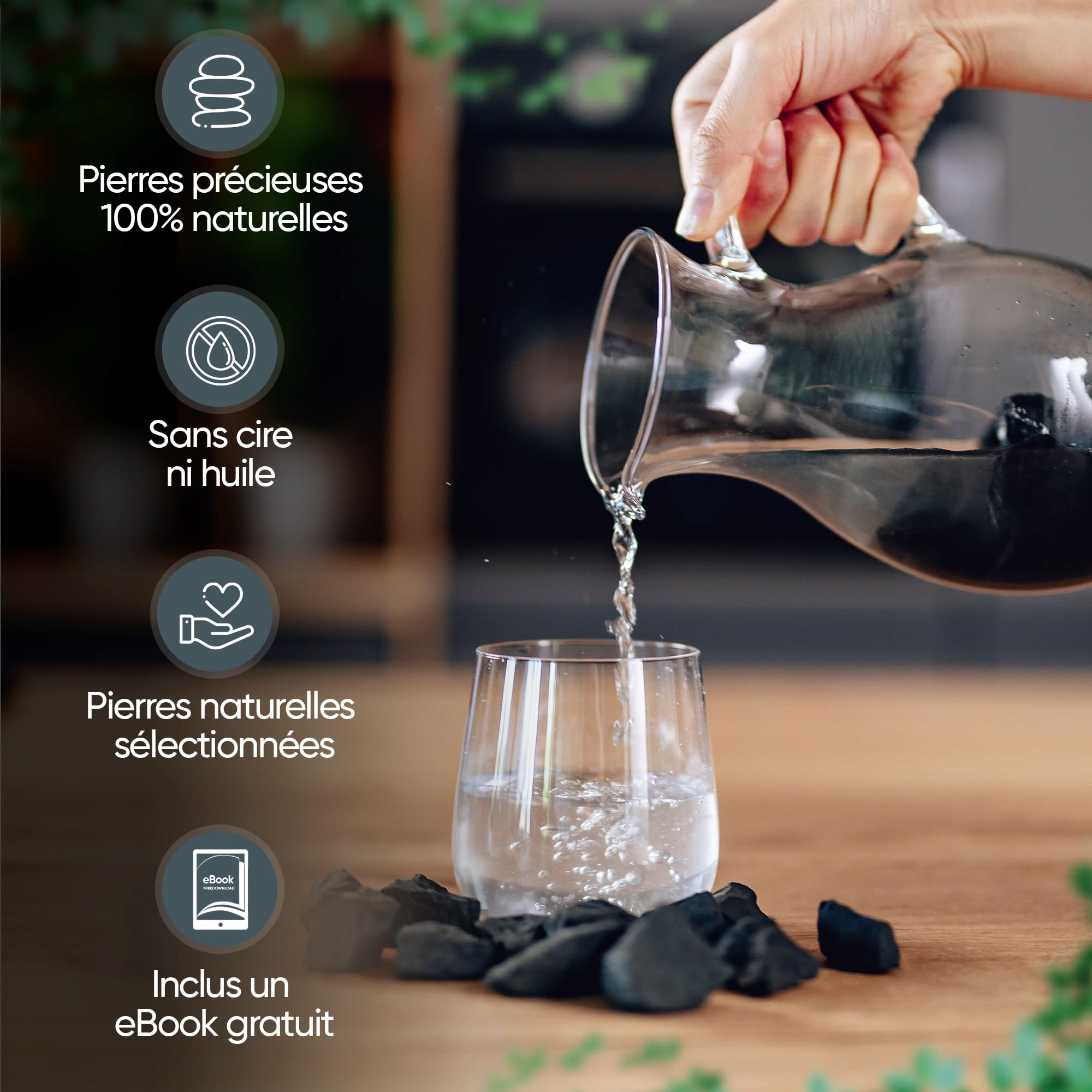 PURAJA Set de Pierres Précieuses: Shungite | Naturelles de Première Qualité | Pour Utilisation Polyvalente à Eau, Guérison et Chakra
