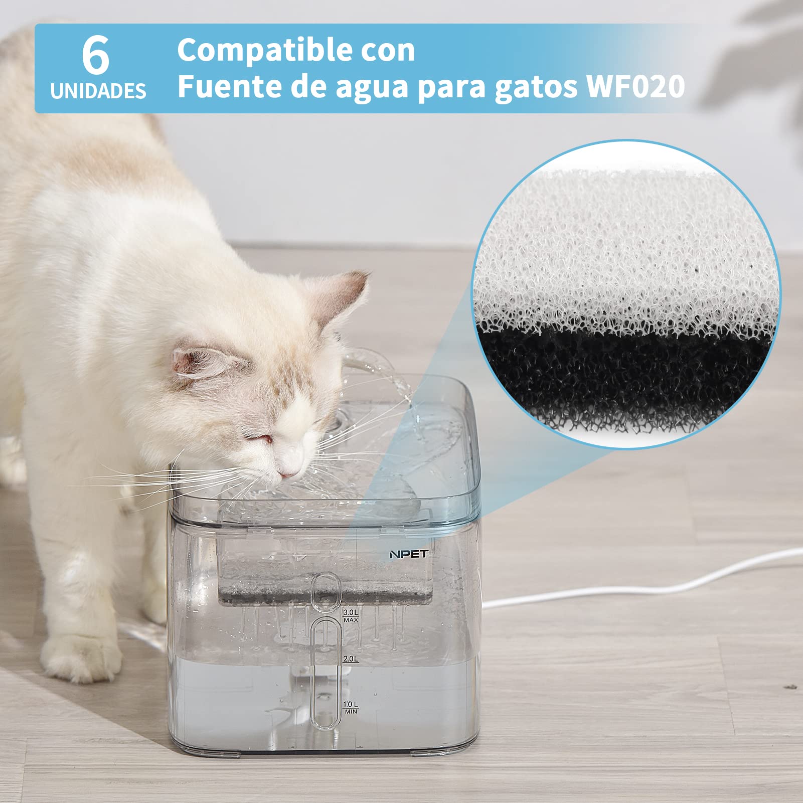 12 Stück Ersatzfilter Für Haustier-Wasserbrunnen WF020 | Aktivkohle-Filter Mit Dreifach-Filtration, 12 Cm X 3 Cm X 1,6 Cm
