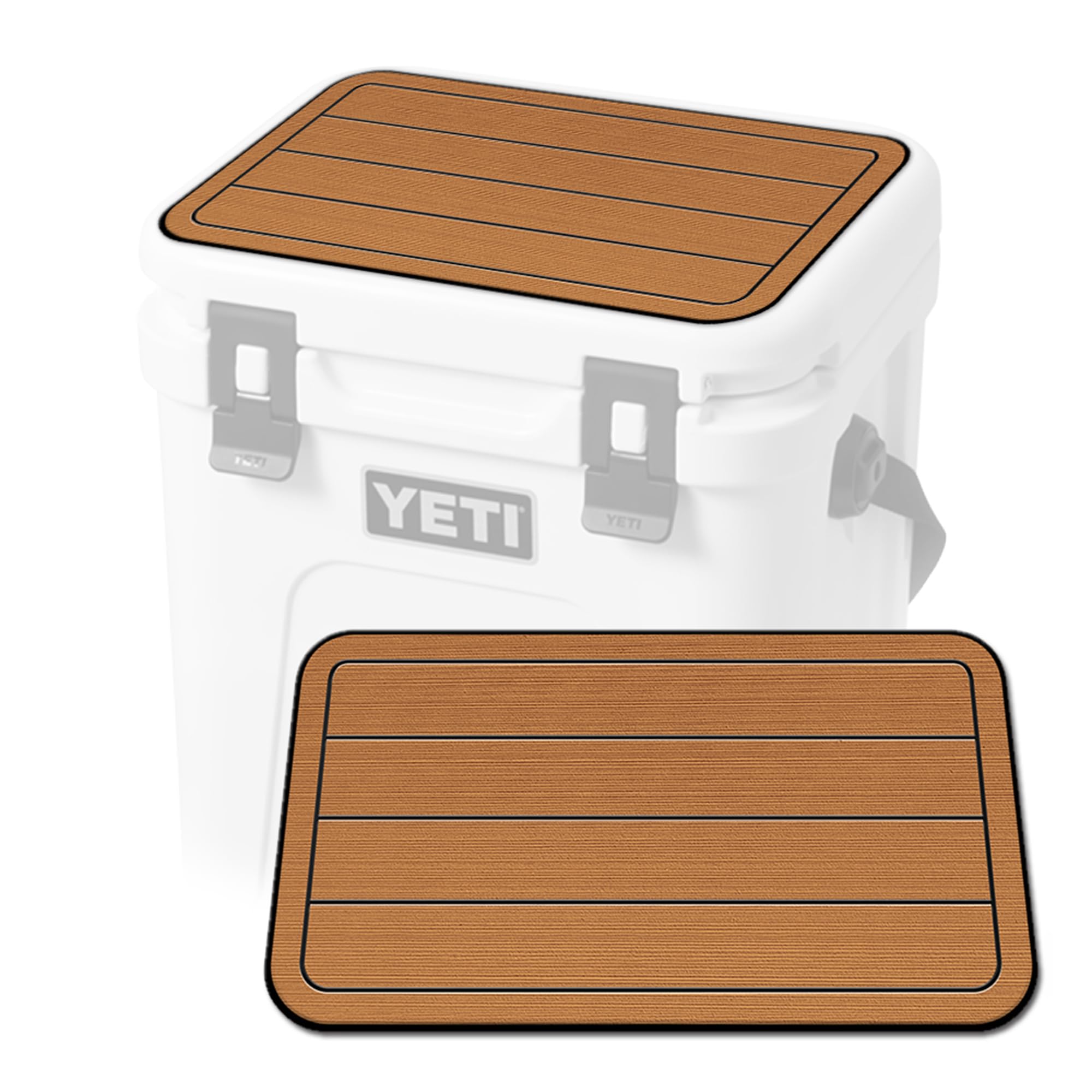 USATuff SeaDek EVA Mat Cooler Pad fits YETI | Peel & Stick Application | Non Slip Comfort Accessories - Teak Lines (Mocha-Black)