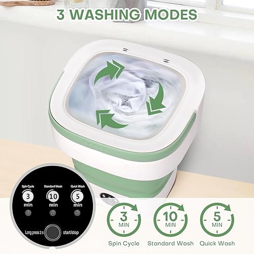 Miniatura 2 de Lavadora portátil, mini lavadora de ropa mejorada de 13 litros con 3 modos, pequeña máquina de lavandería plegable para viajes, camping, caravana,