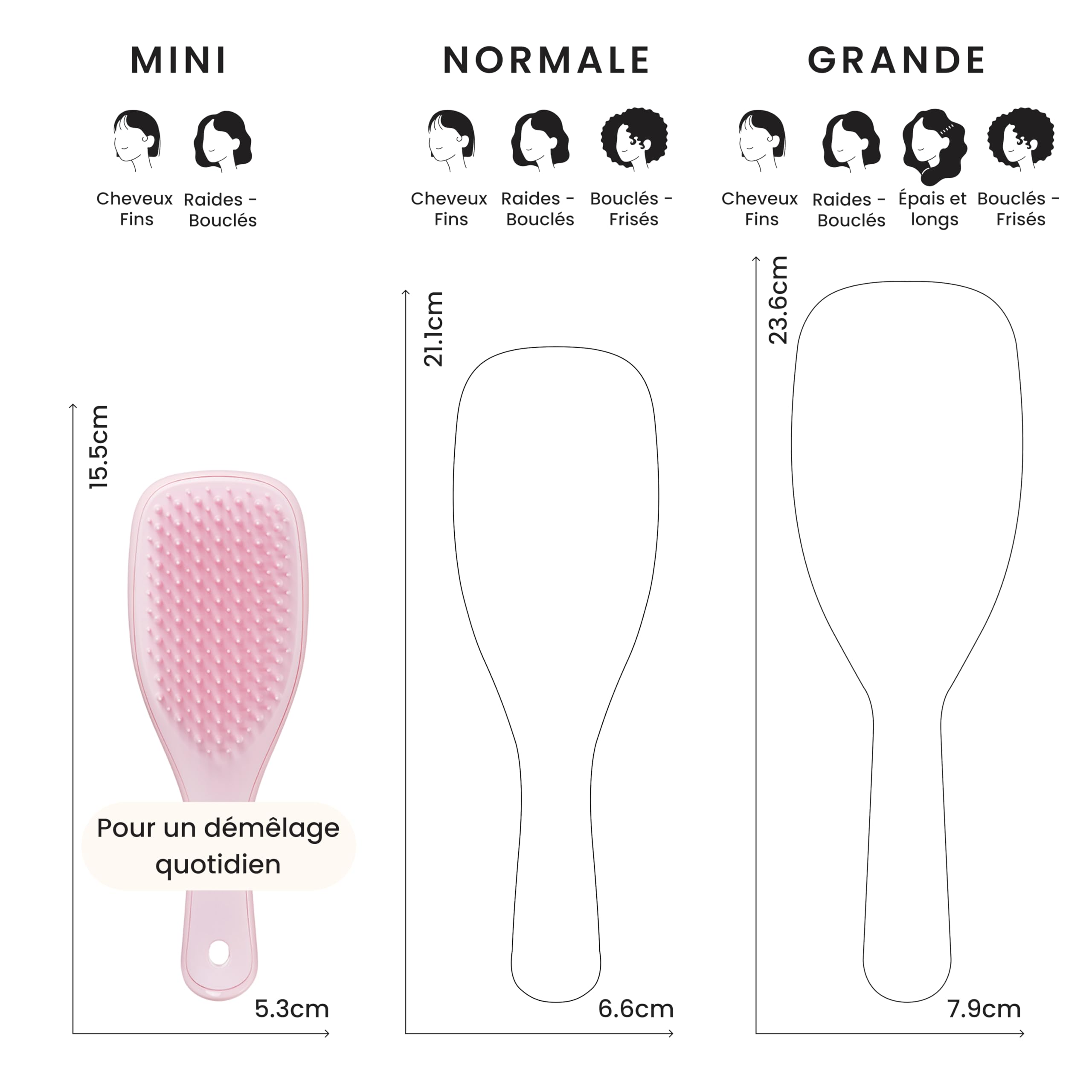 Tangle Teezer Mini Ultimate Detangler, pour Cheveux Secs et Mouillés, Brosse à Cheveux Démêlante pour Tous Types de Cheveux, Brosse Idéale pour les Enfants et pour Voyager, Rose Millennial