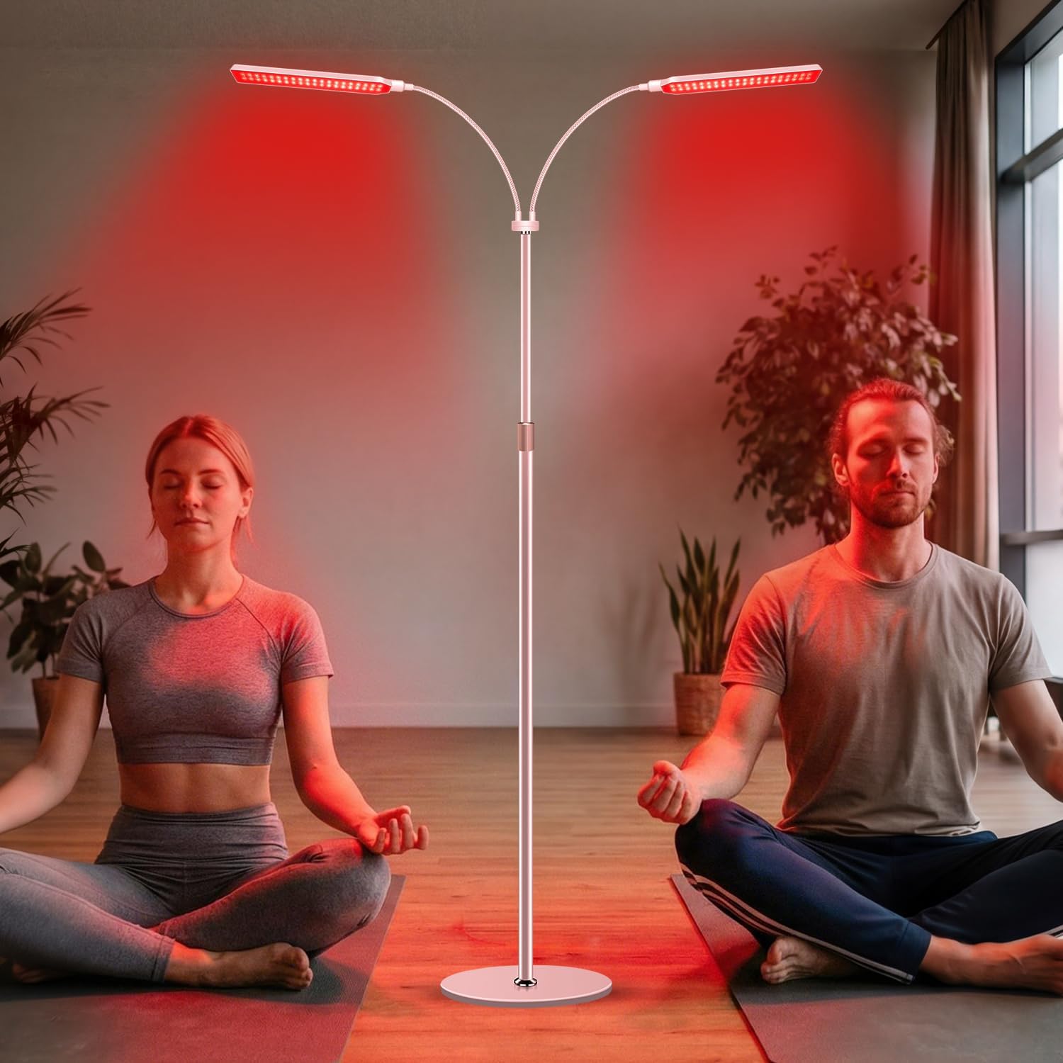 Wolezek Red Light Therapy Lamp for Body Face, 80 3-in-1 LED Beads Red Infrared Light Therapy Device with Timer, 5-Level Brightness, 660nm & 850nm Dual Wavelength for Skin Muscle, Home Use, 2-Head