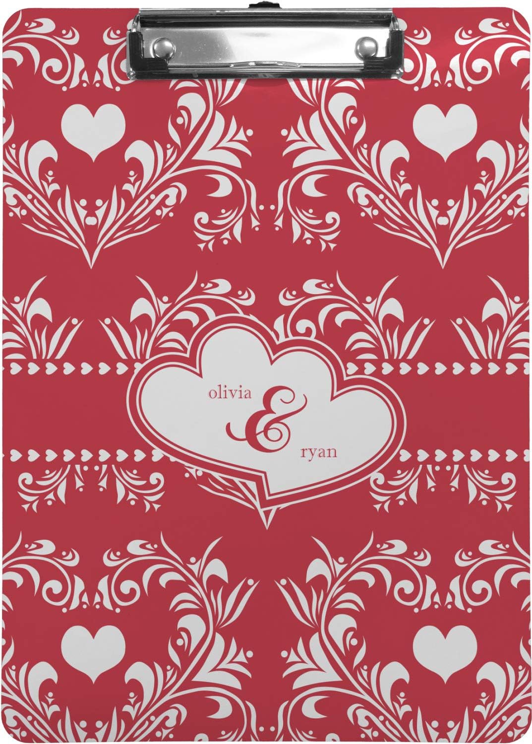 Personalized Heart Damask Clipboard (Letter Size)