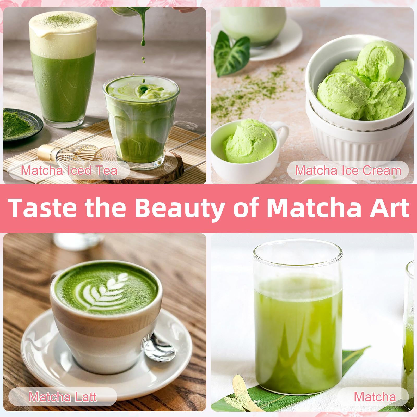 Zestaw 2 szt. herbaty matcha z uchwytem na miotłę matcha, ceramiczna miska do matchy, Chawan z nalewaniem, japońska miska do matchy bez proszku, dla miłośników herbaty Matcha, kolor różowy