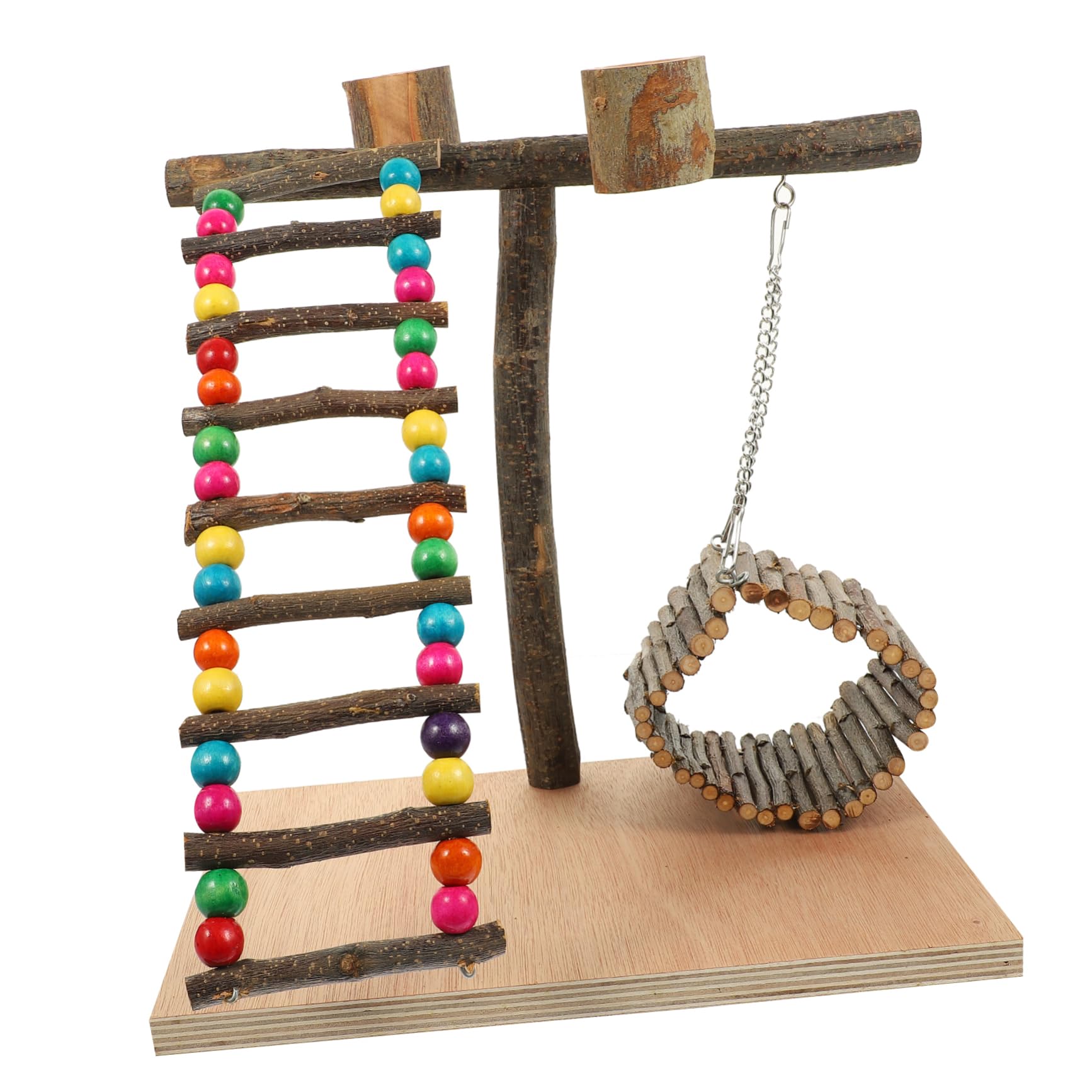 minkissy 1 Juego De Loros Gimnasio De Percha De Madera Estante De Pie para Loros Parque De Aves Parque Interactivo De Aves Juguetes De Agapornis Perico Familiar Marco De Pájaro