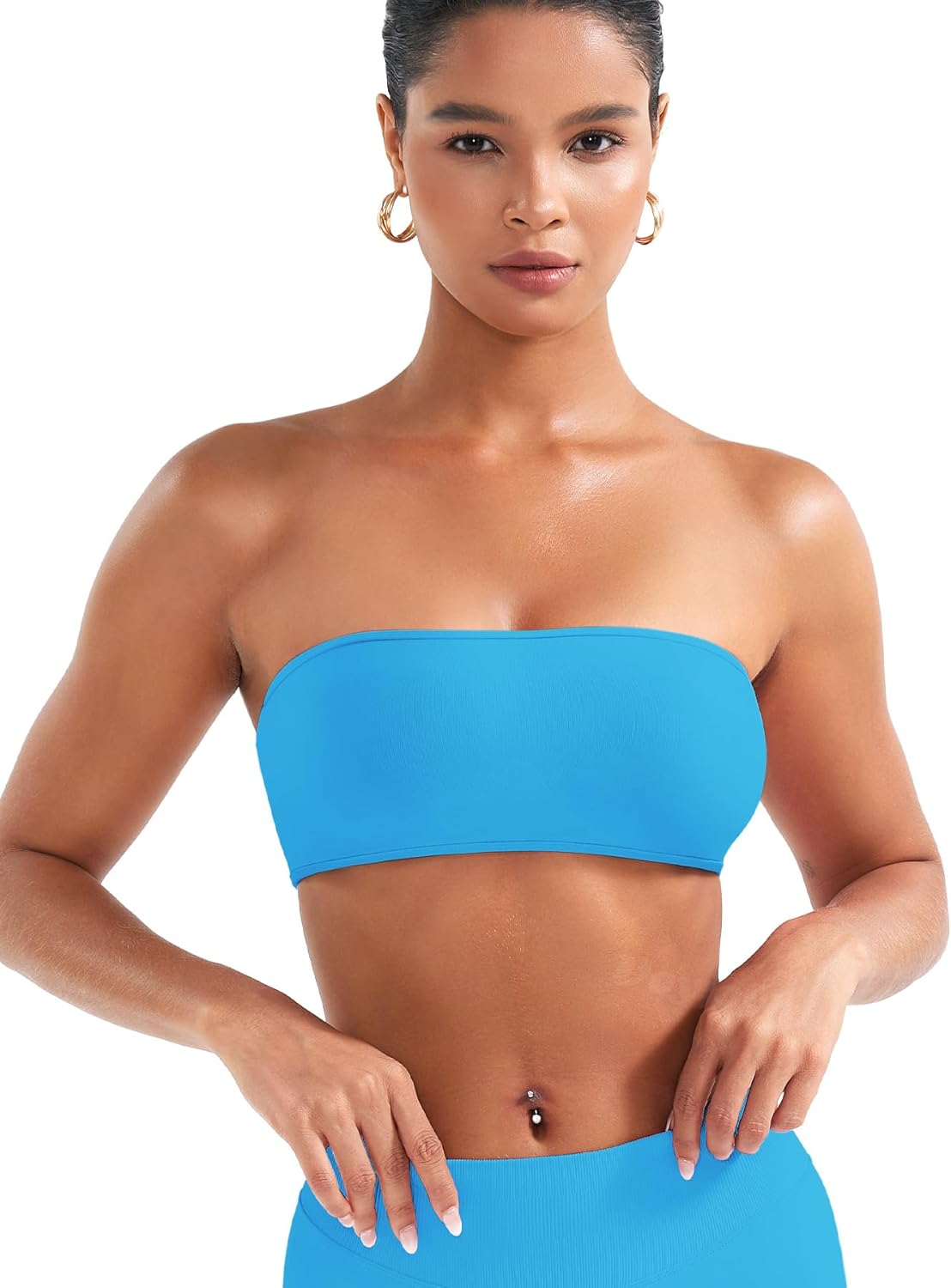 VOYJOY Impact Backless Bandeau Bra Workout Strapless Bandeau Basic Tank Top Adjustable Back - Image 3