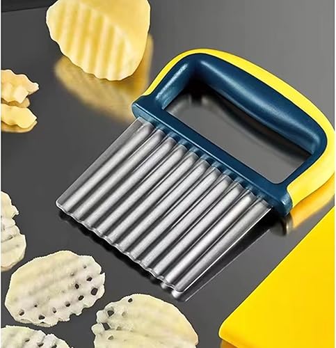 Miniatura 5 de Cuchillo ondulado con tapa y mango para cortar papas, zanahorias, frutas, verduras, ensaladas, papas fritas