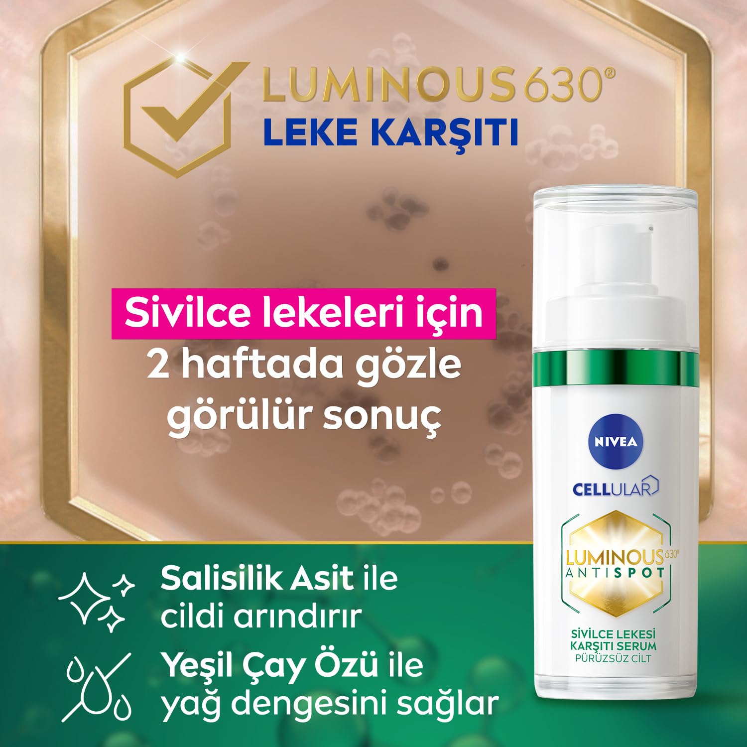 NIVEA Derma Skin Clear Sivilce Karşıtı Yüz Temizleme Jeli 150 ml ve NIVEA Luminous630 Sivilce Lekesi Karşıtı Serum 30 ml