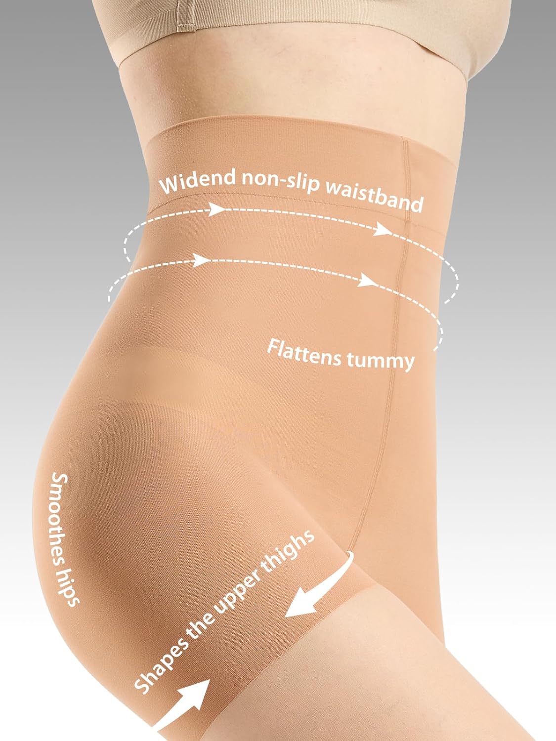 2 Pairs High Waisted Control Top Tights for Women Tummy Control Pantyhose 30D Ultra Soft Sheer Stockings - Image 3