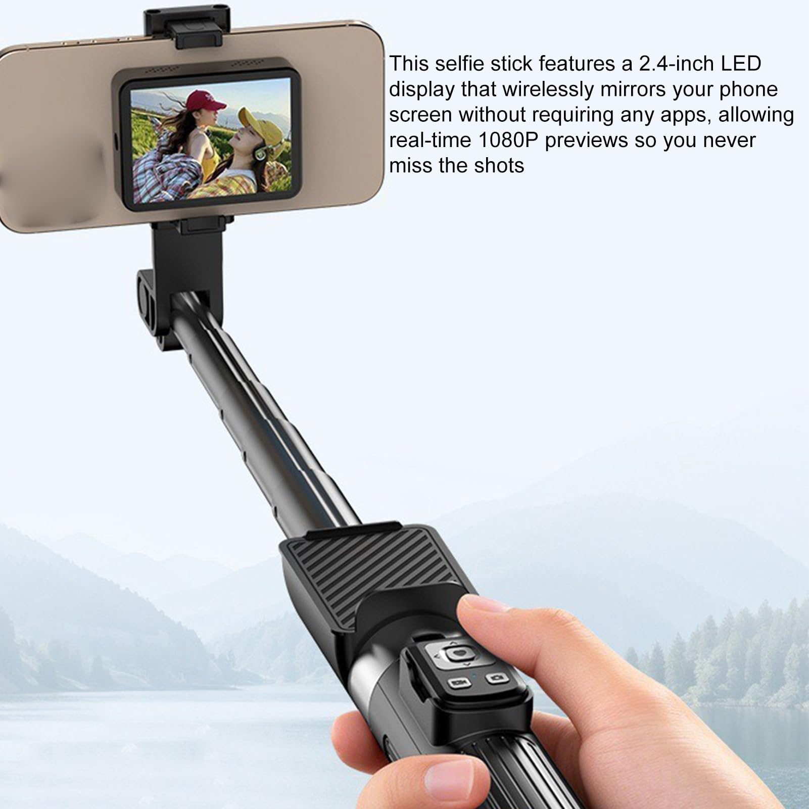 KIMISS Trípode para Selfie Stick Trípode para Teléfono con Monitor Inalámbrico Teléfono Celular con Monitor de Pantalla Soporte Extensible de 67 Pulgadas con Pantalla LED de 2,4