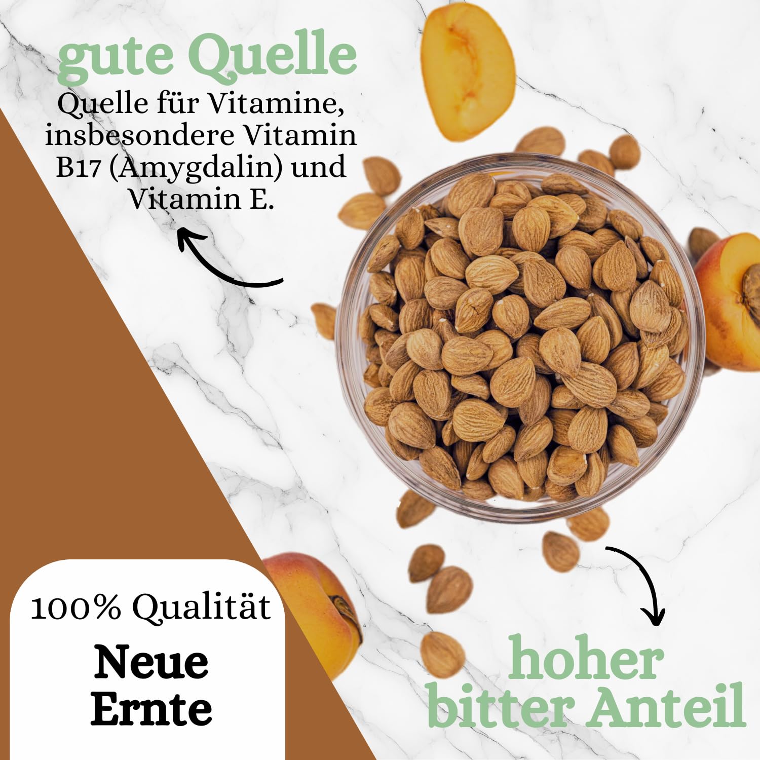 1001 Frucht BIO Aprikosenkerne bitter 1kg naturbelassen B17 I Original bittere Aprikosenkerne mit hoher Bitteranteil und „extra Herb“ | ohne Zusätze I Unbehandelte | 100% naturbelassen