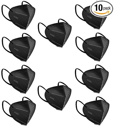DEEJET 5 Layer(Include Medical Grade 2 Meltblown Filter) Black N95 Face Mask Reusable and Washable Breathable Masks, Anti Pollution Face Mask With Elastic Ear Band Face Mask For Men, Women & Children (Pack of 10)