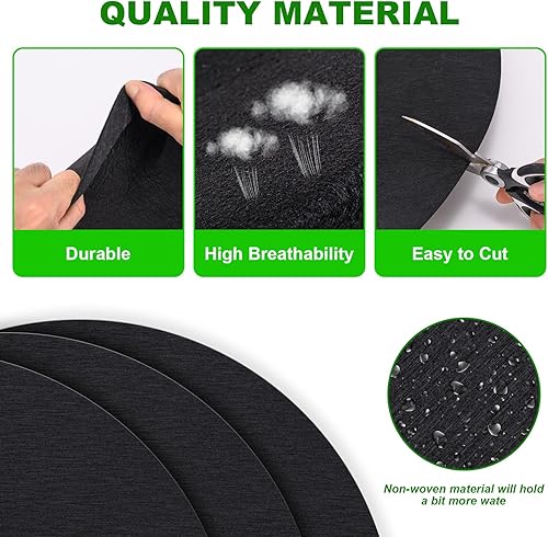 Miniatura 4 de ENONGARDEN Anillo de mantillo de árboles de 16.5 pulgadas, tela de paisaje de barrera de malezas, tapetes redondos no tejidos para control de