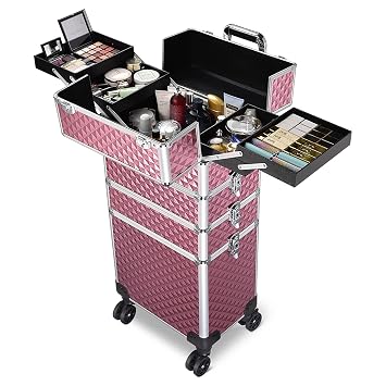Amazon.com: Byootique - Cosmetiquera 4 en 1 con cierre, maleta con 4 ruedas  extraíbles para llevar maquillaje : Belleza y Cuidado Personal