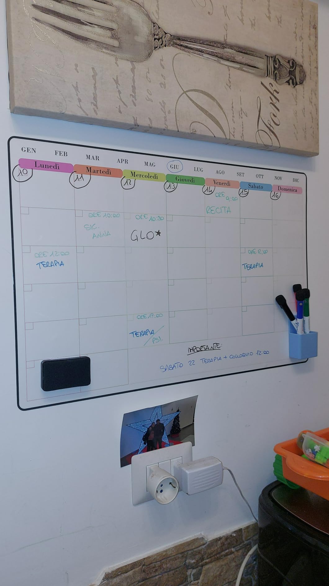 Lavagna Bianca Adesiva Mensile 60x40cm POPRUN - Calendario Familiare Cancellabile Per Parete - Foto 7