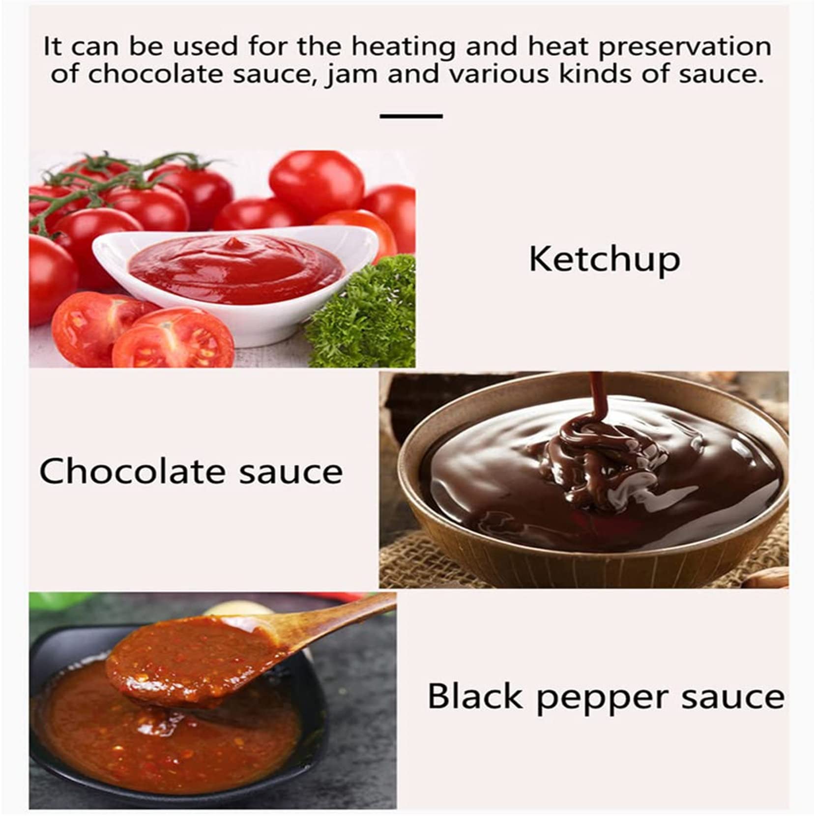 Scaldabottiglie Elettrico Commerciale per Marmellata di Salsa Calda, Dispenser per Salsa da Banco in Acciaio Inossidabile da 240 W con Bottiglia di Peperoncino Piccante,1Grid