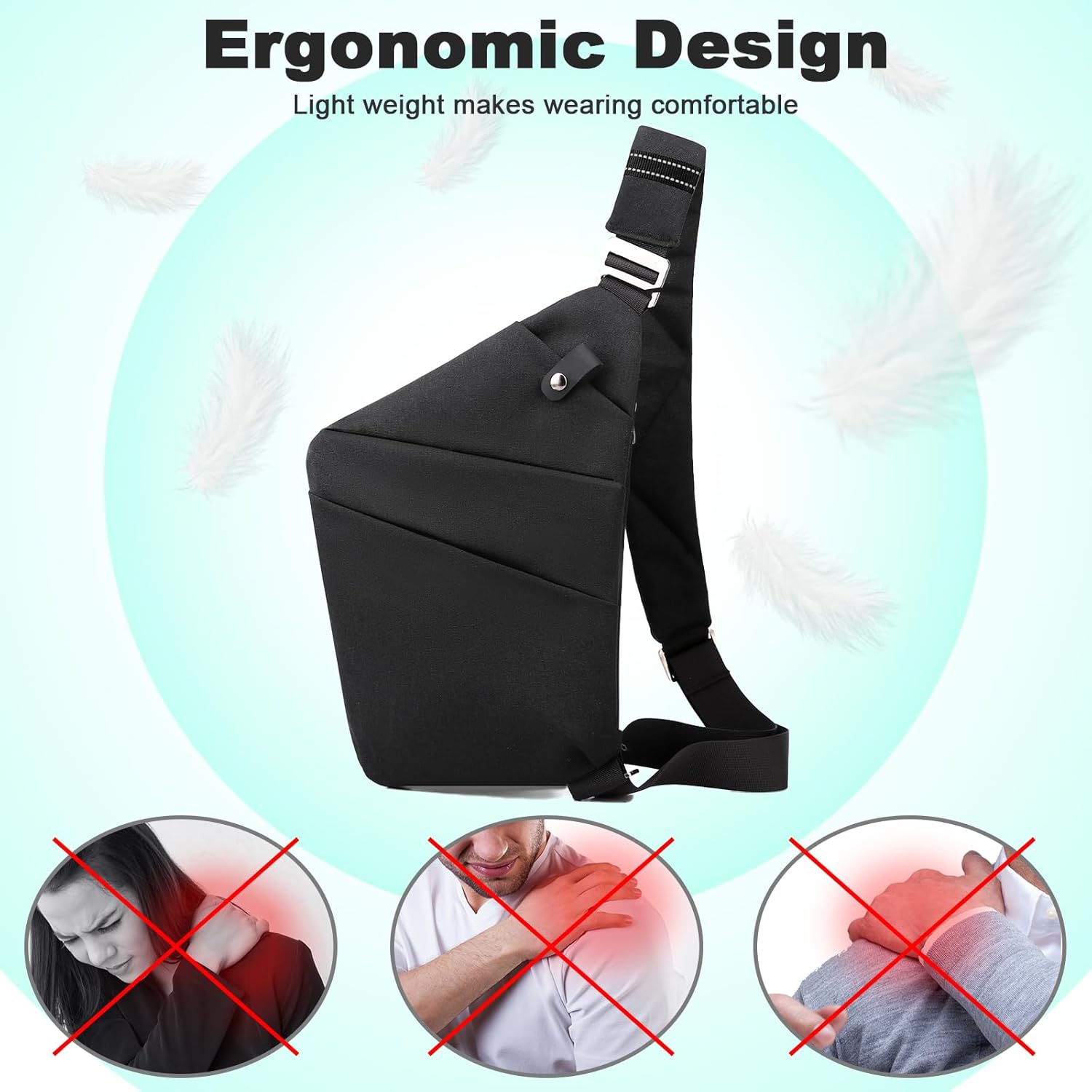 Anti Theft Travel Bag, One Shoulder Large Capacity Cross-body Bag Chest Fashion Lightweight Sling Bags for Travel Sports - Image 7