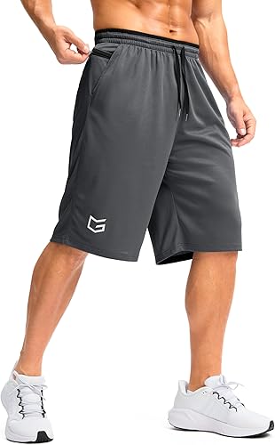 Miniatura 4 de G Gradual Pantalones cortos largos de baloncesto para hombre con bolsillo con cremallera de 11 pulgadas, de secado rápido, pantalones cortos
