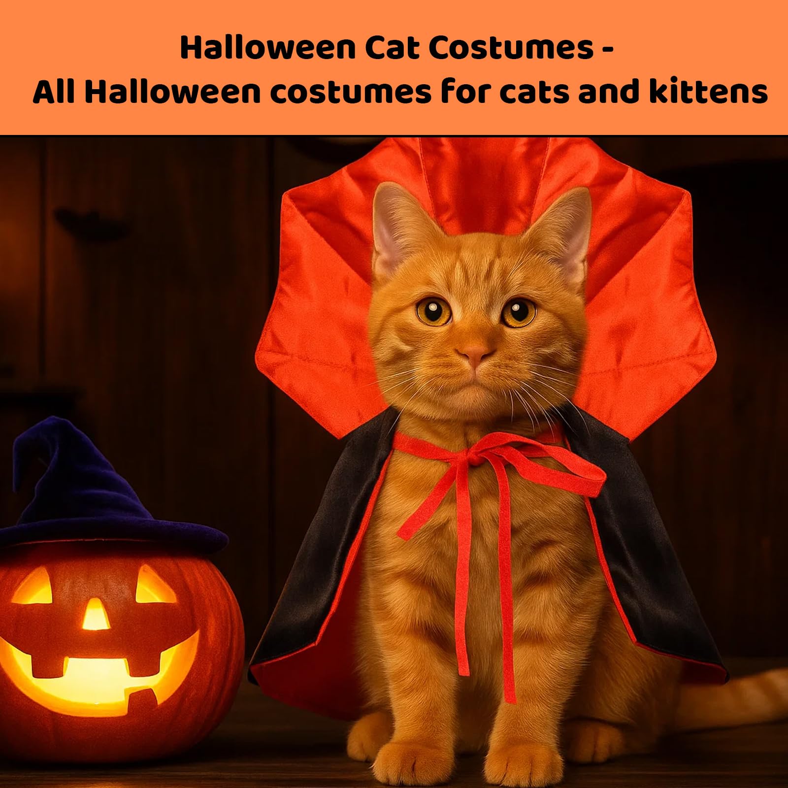 Cat Halloween Costume, Vampire Cape for Small to Medium Dogs and Cats Pet Outfit for Halloween Party Cosplay, and Themed Events, M Size - Image 4