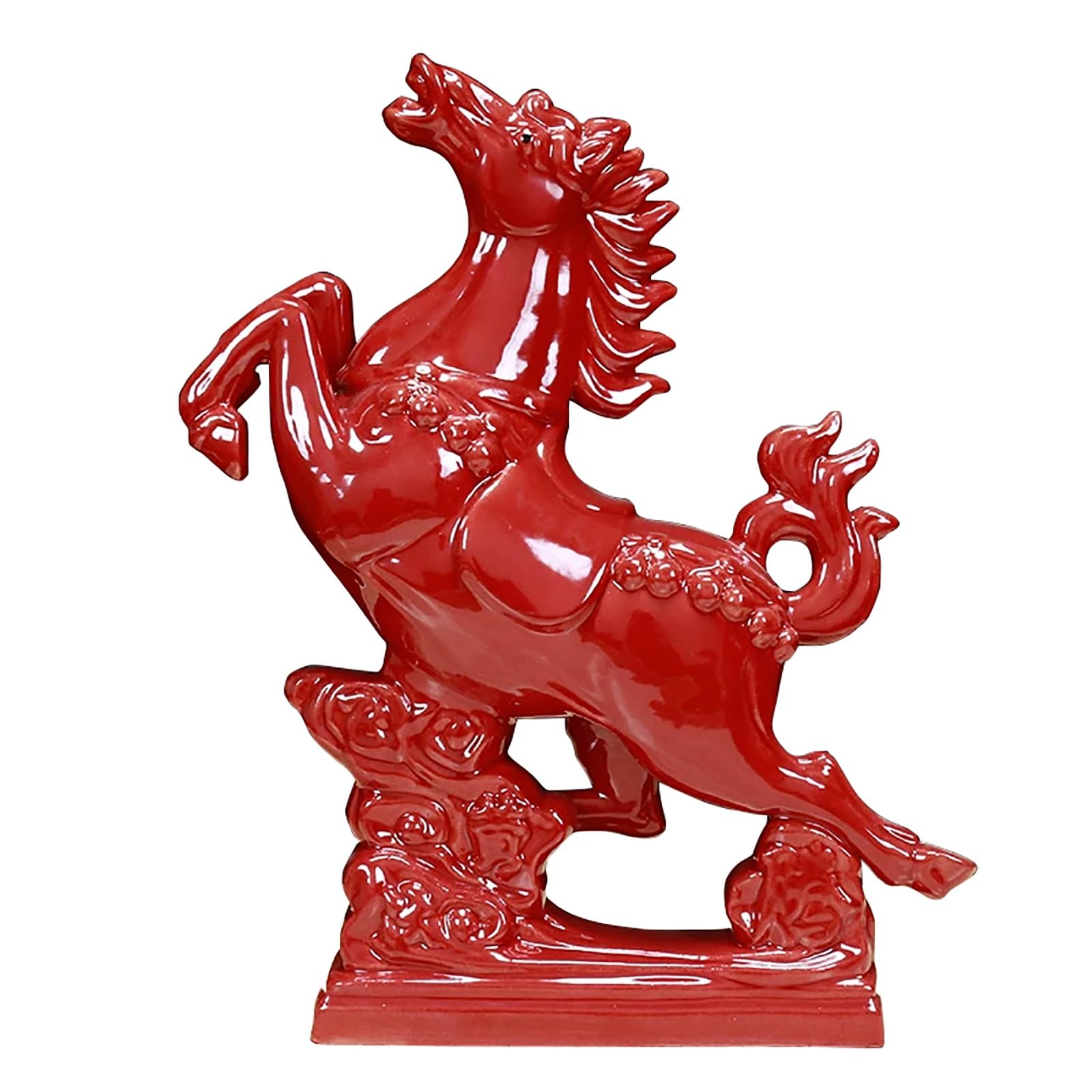 ZXDRYBHD Ceramic Horse Statue, Horse Sculpture Figurine, Red Horse Home Decor, Horse Figurines for Office Desk Housewarming Gift