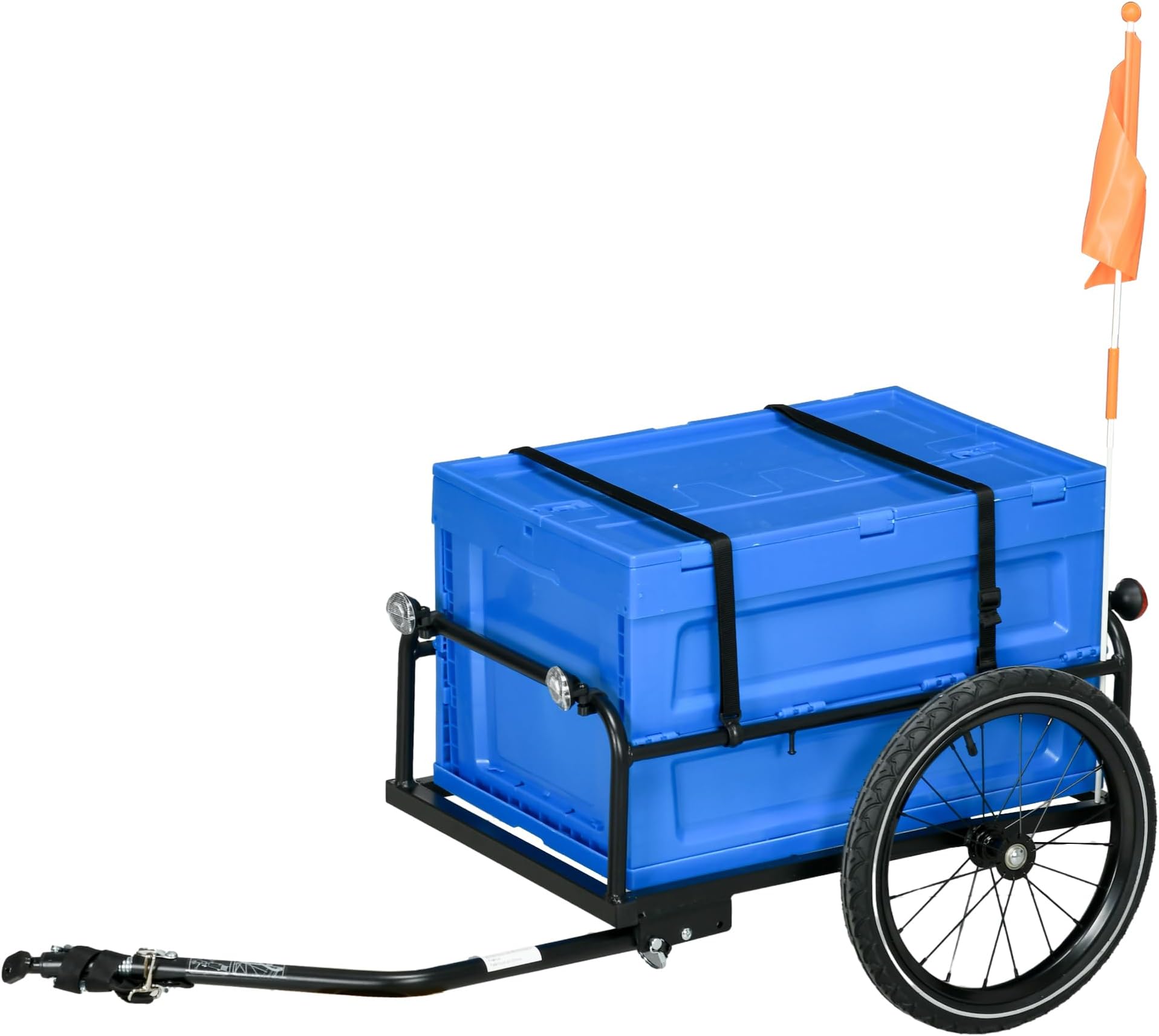 HOMCOM Bike Trailer, Bicycle Cargo Trailer Cart, Bike Wagon with 65L Foldable Storage Box, Big Pneumatic Tyres and Safe Reflectors, Max Load 40KG