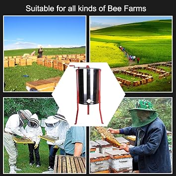 Manual Honey Extractor, Removable Honey Separator, Stainless Steel Inner Frame, Suitable for Beekeeper,3 Frames