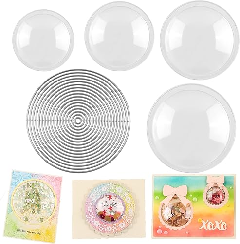 40 cúpulas de coctelera tridimensionales 3D, 4 tamaños de diámetro con 17 unidades/juego de círculos metálicos para hacer tarjetas, círculo adhesivo