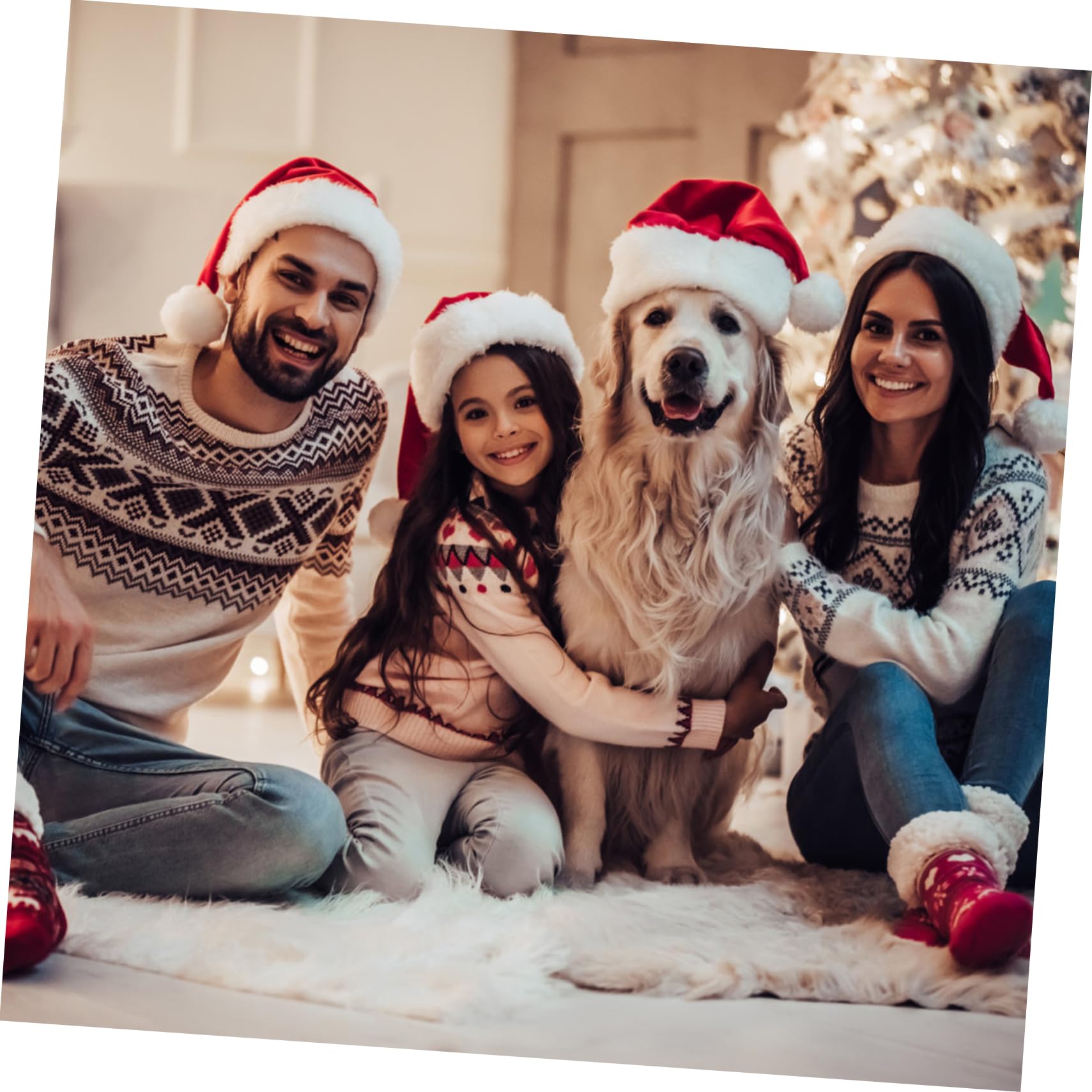 4piezas Sombreros Navideños De Fiesta Gorro De Papá Noel y Accesorios Para Disfraces y Celebraciones De Navidad