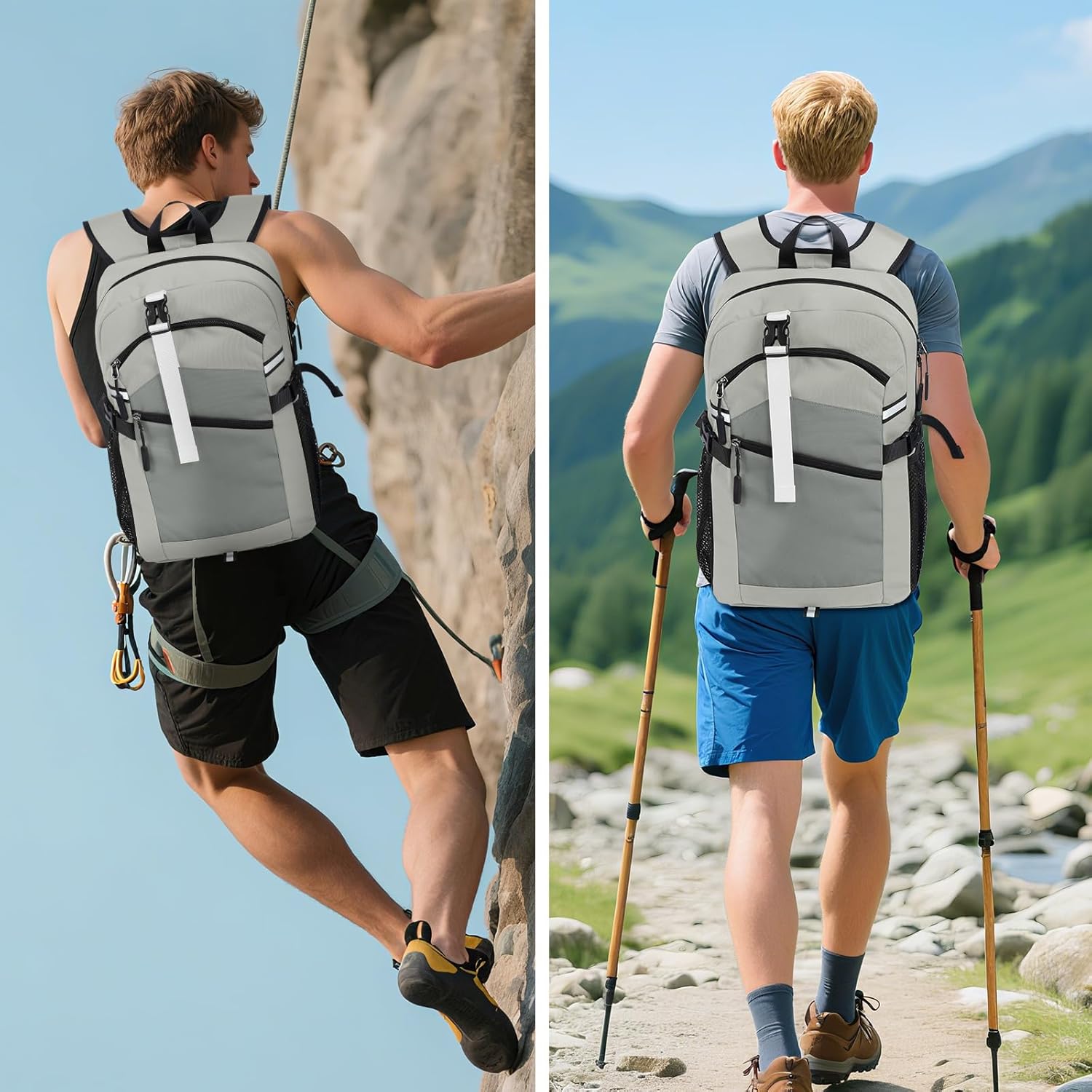 Small Hiking Backpack,20L Lightweight Travel Daypack,Ideal for Hiking,Traveling and Outdoor Adventure,Grey