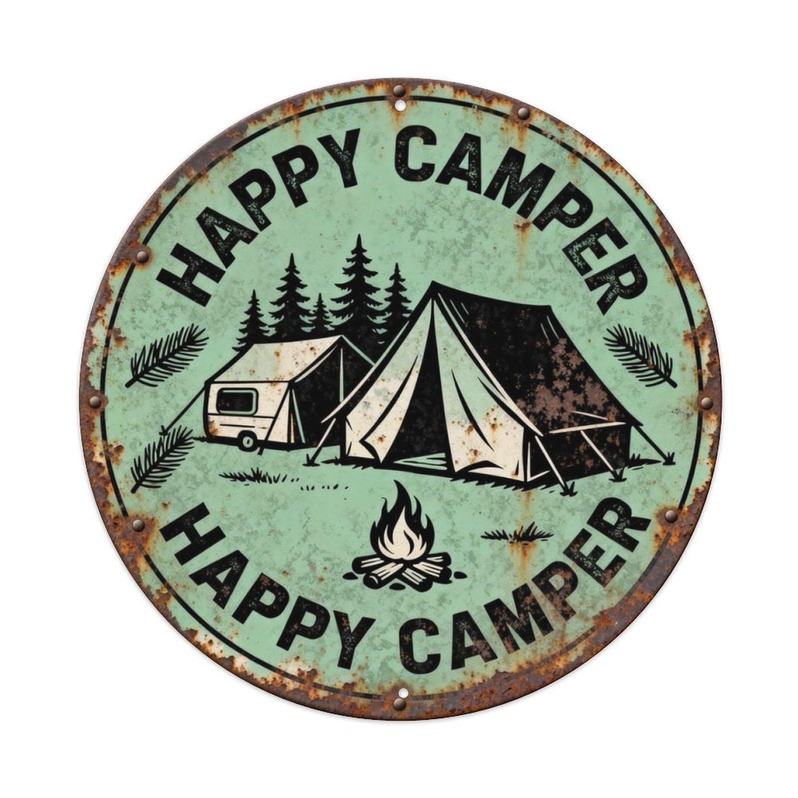 HAPPY CAMPER Metal Tin Sign Plaque