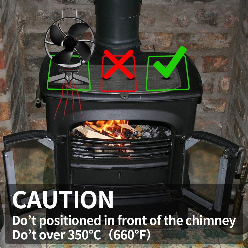 Bluesea Upgrade 4 Blade Heat Powered Wood Stove Fan, Eco Friendly Fireplace  Fan, Stove Fan for Gas/Pellet/Wood/Log Burning Stove with Thermometer,  Black, Round : Amazon.ca: Tools u0026 Home Improvement