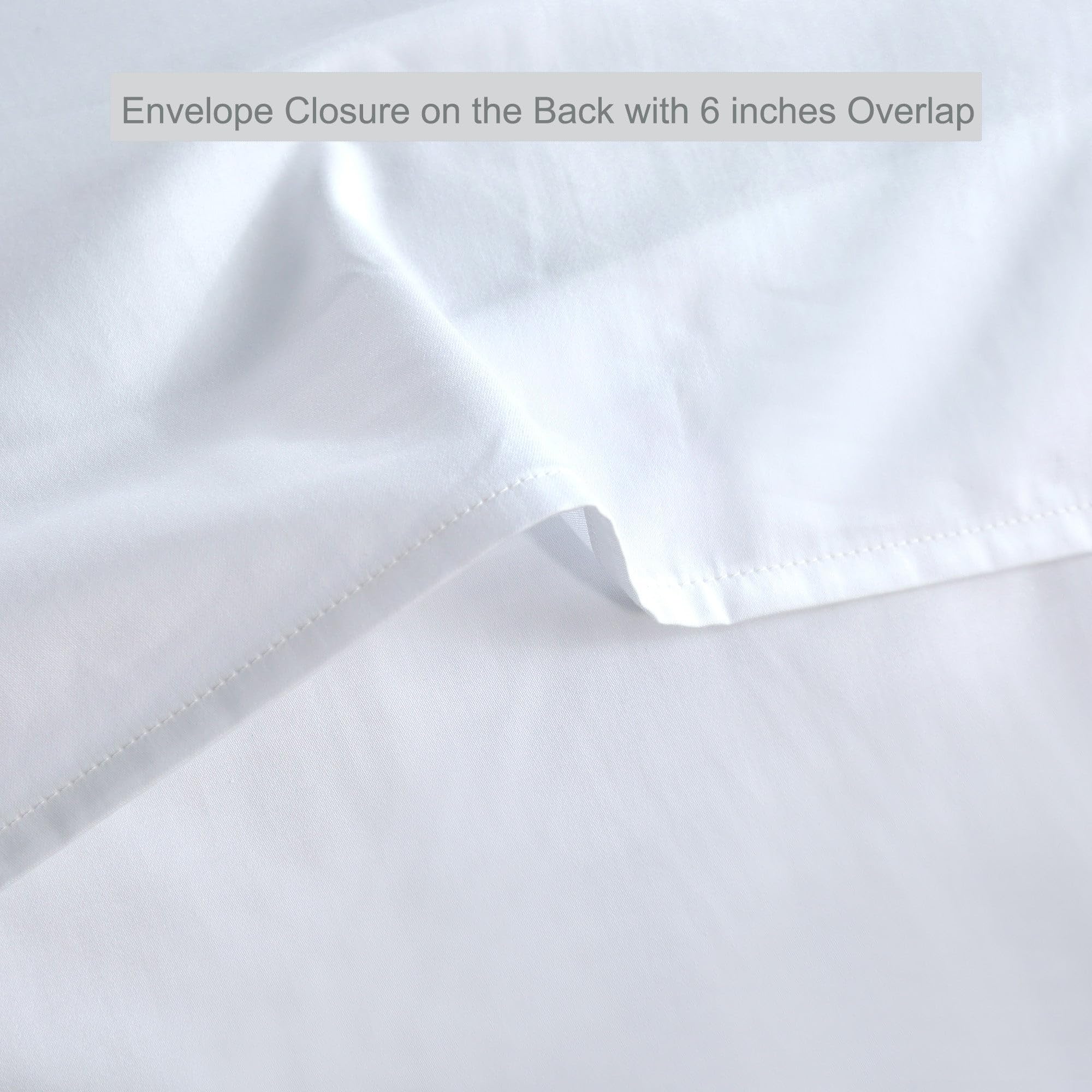 Juego de 2 fundas de almohada 100% algodón de fibra larga, con cierre de sobre en la parte posterior, de la marca Luxury Bedding TheCotton&Silk, blanco, tamaño estándar/matrimonial