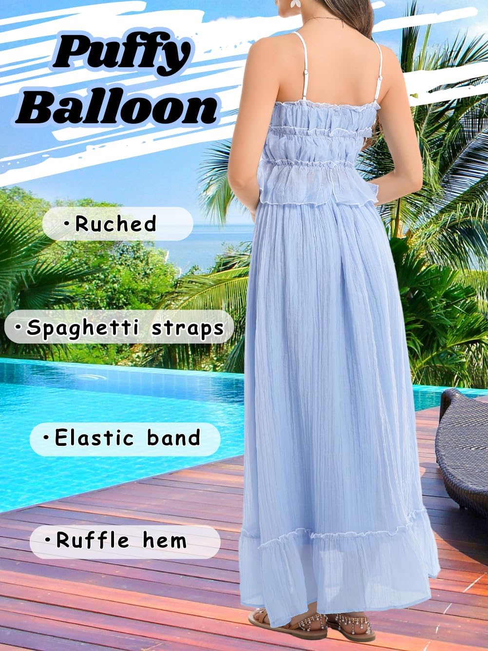 Boho Maxi Skirt Sets, Ruffle Flowy A-Line, Summer Vacation Date Night, 2-Piece Bow Sundresses Beach Casual Pastel