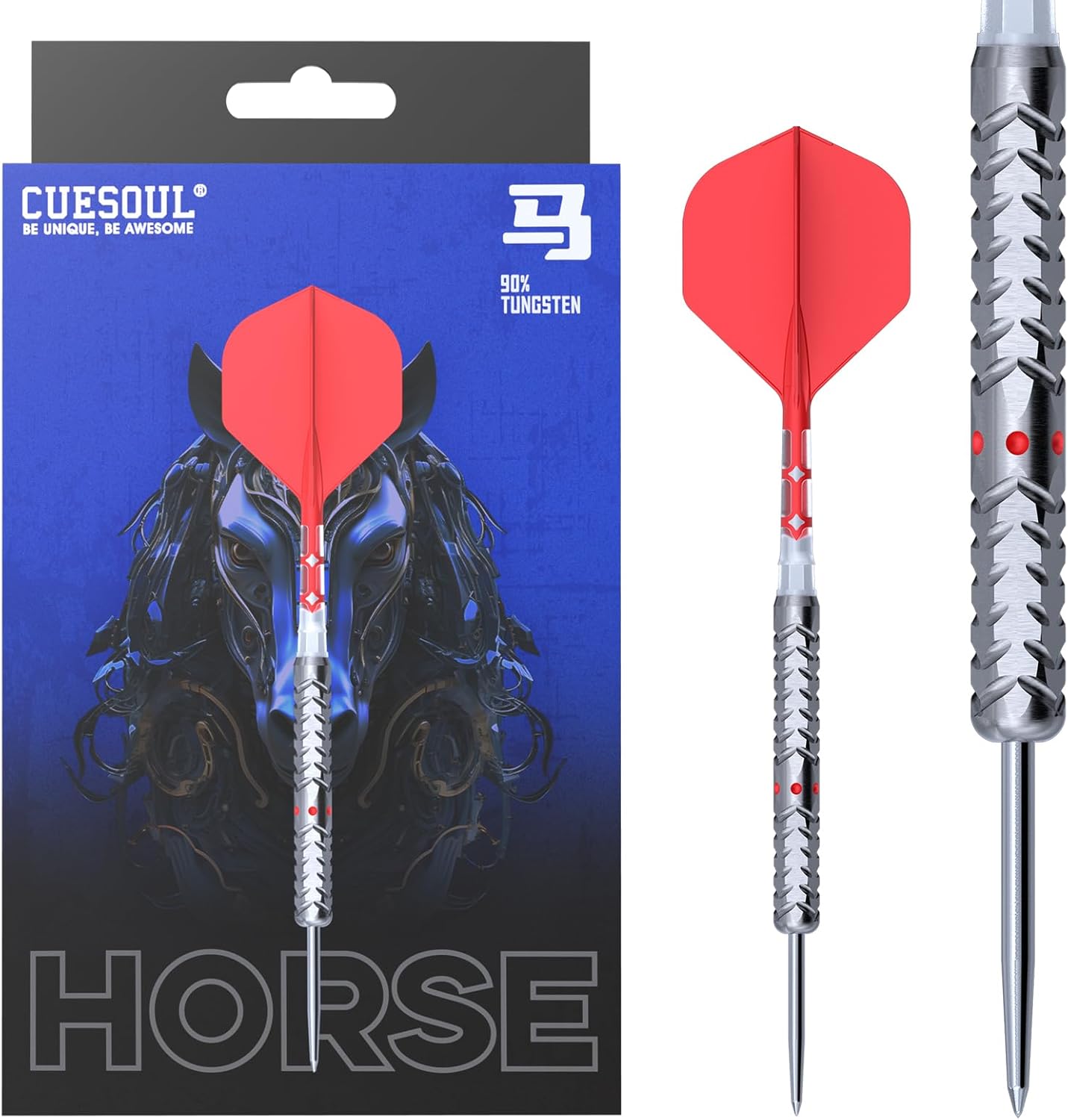 CUESOUL Chinese Zodiac 20/21/23/24g Steel Tip 90% Tungsten Dart Set with Integrated ROST T19 Flight