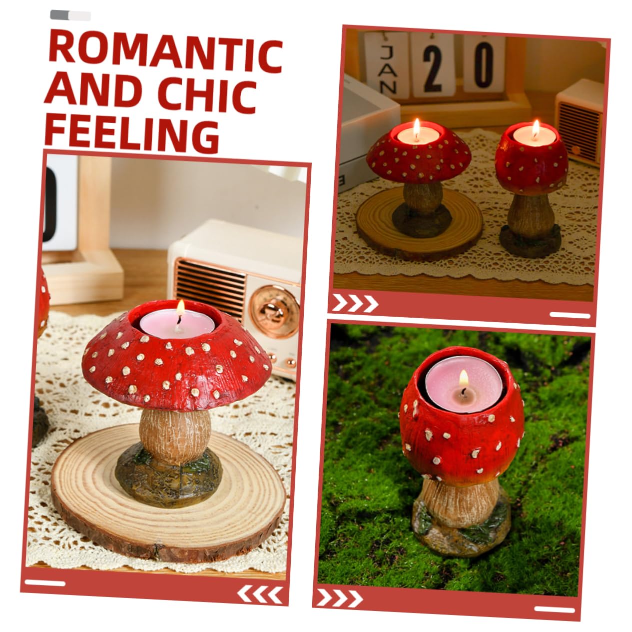 Amazon.co.jp: 2個 きのこのキャンドルホルダー キノコ型燭台 芸術的な