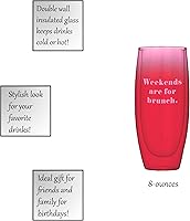 Vista 3 de Slant Collections Copa de flauta de champán sin tallo de doble pared, 8 onzas, los fines de semana son para el brunch