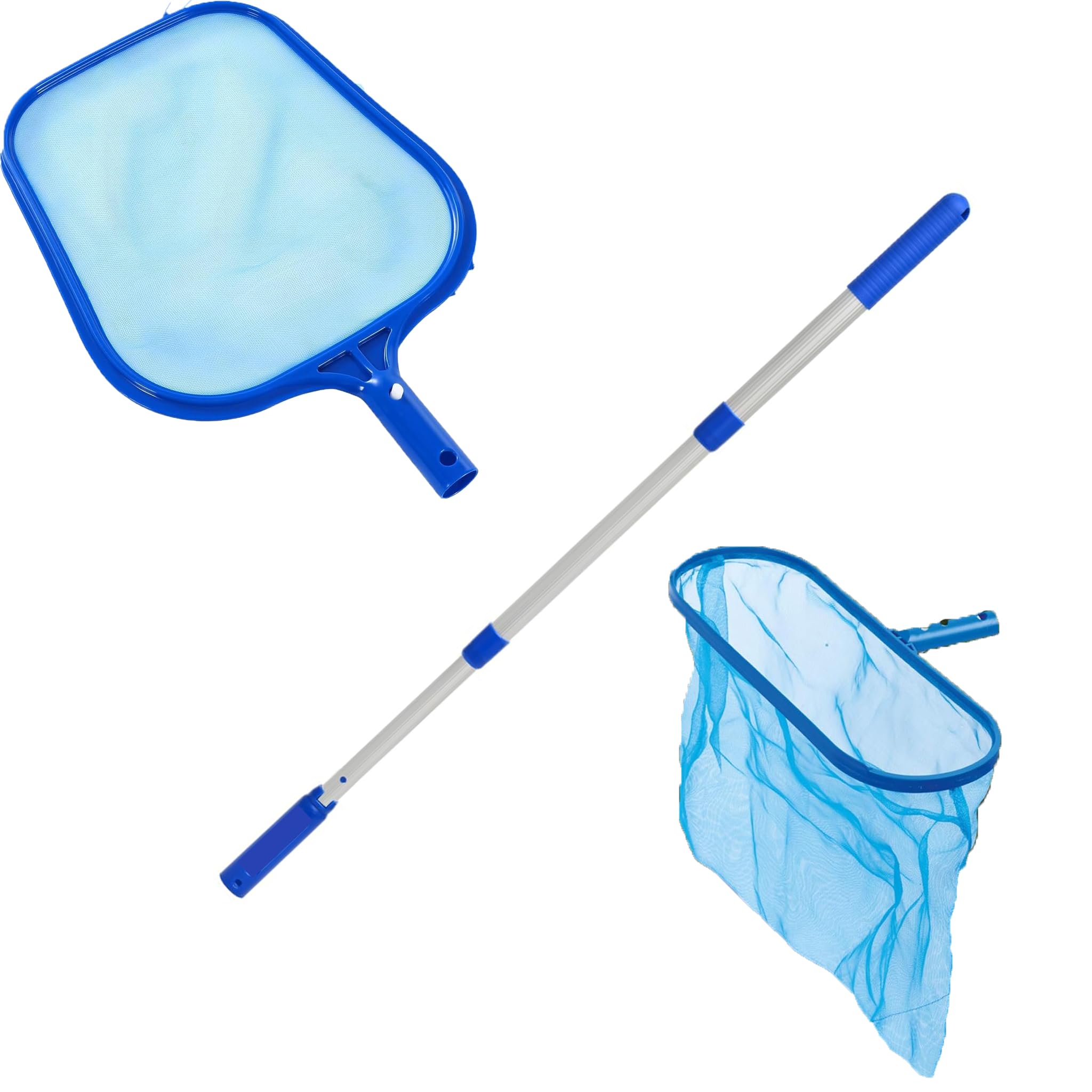 SUDS-ONLINE Swimming pool Deep Leaf Net + Skimmer Net + Telescopic pole For Hot Tubs and Ponds
