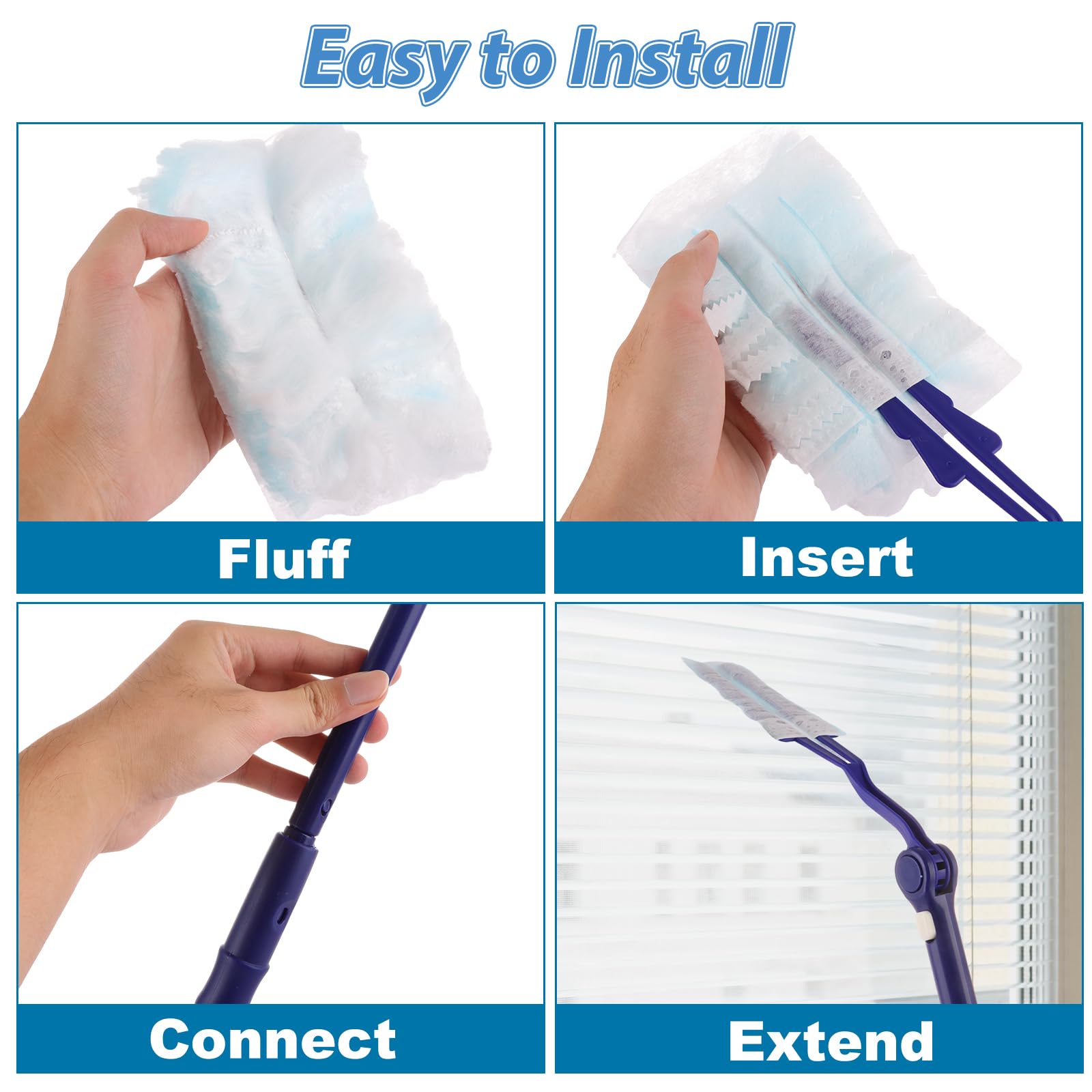 JMIATRY 100 ricariche usa e getta per spolverare, 180 panni resistenti, con manico regolabile, usa e getta, per la pulizia di casa, ufficio, persiane, soffitto