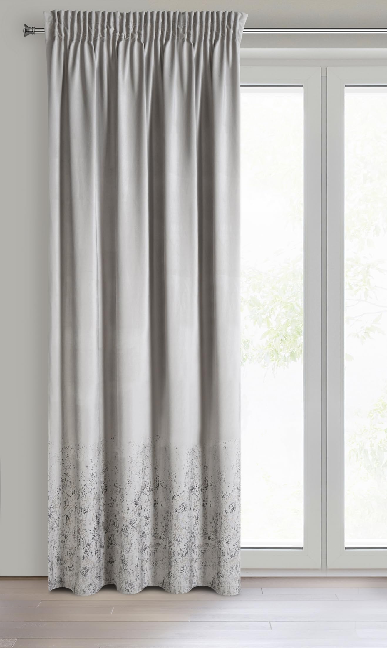 Eurofirany MIRELA Velvet Curtain, Velvet Curtain with Ruffle Tape, 1 Piece, Golden Pattern, Blackout, Glamour