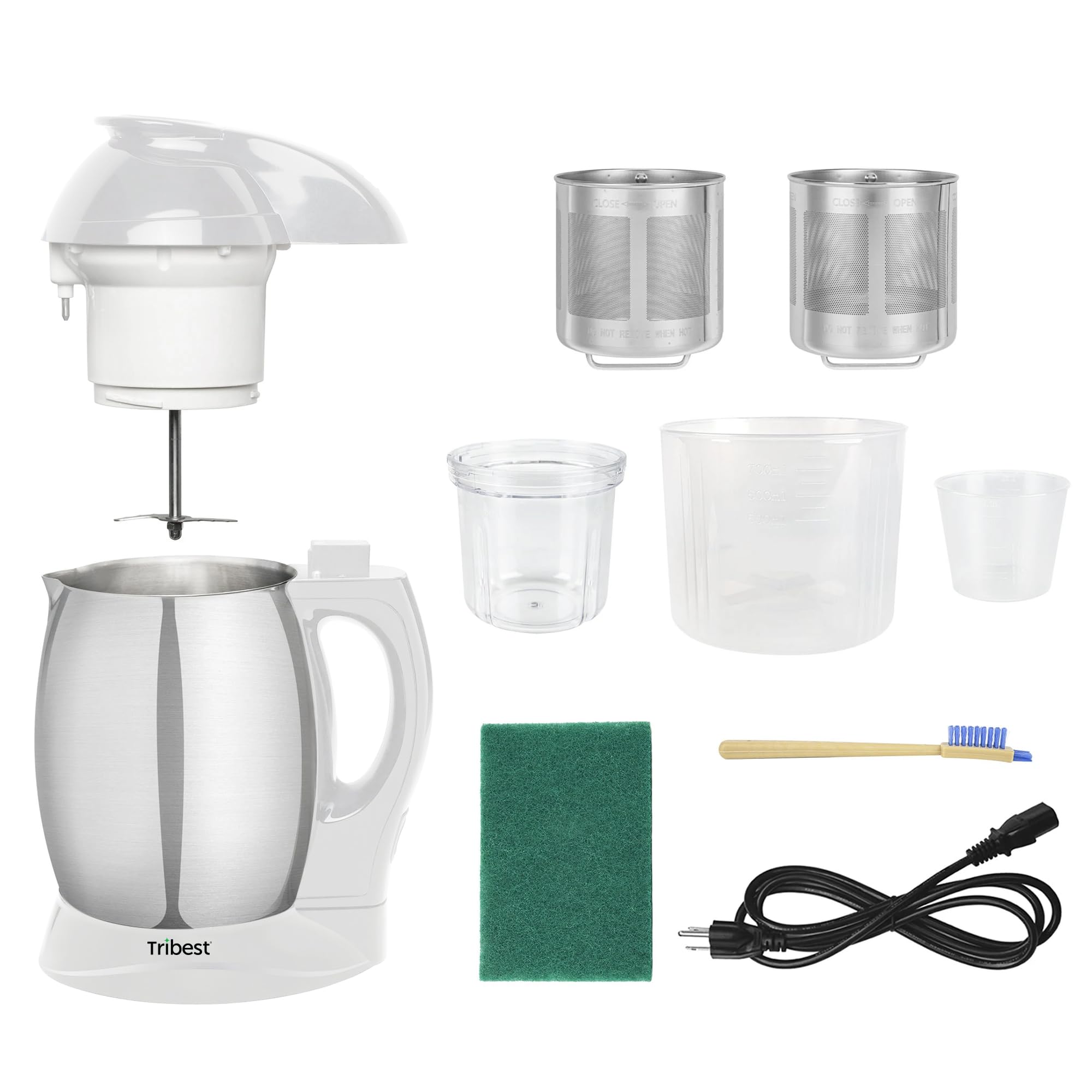 Tribest Soyabella SB-130 Deluxe - Macchina automatica per latte di noci e latte di soia, bianco/acciaio inossidabile