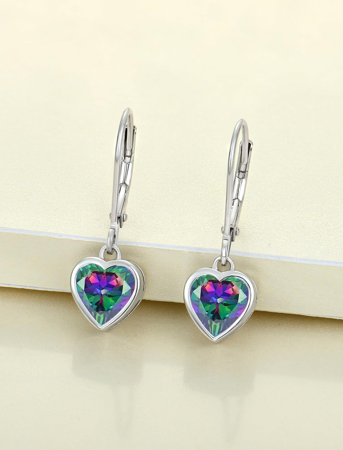 YL 925 Sterling Silver Solitaire Teardrop Dangle Drop Earrings Pear/Heart/Round Cut Birthstone Leverback Earrings Jewelry for Women - Image 4