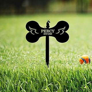 Goodqueen Custom Dog Memorial Grave Stake, Personalized Name Dog Memorial Engraved Sign, Metal Dog Memorial Garden Stake, Loss of Dog Headstones, Pet Plaque Burial Stake Grave Marker