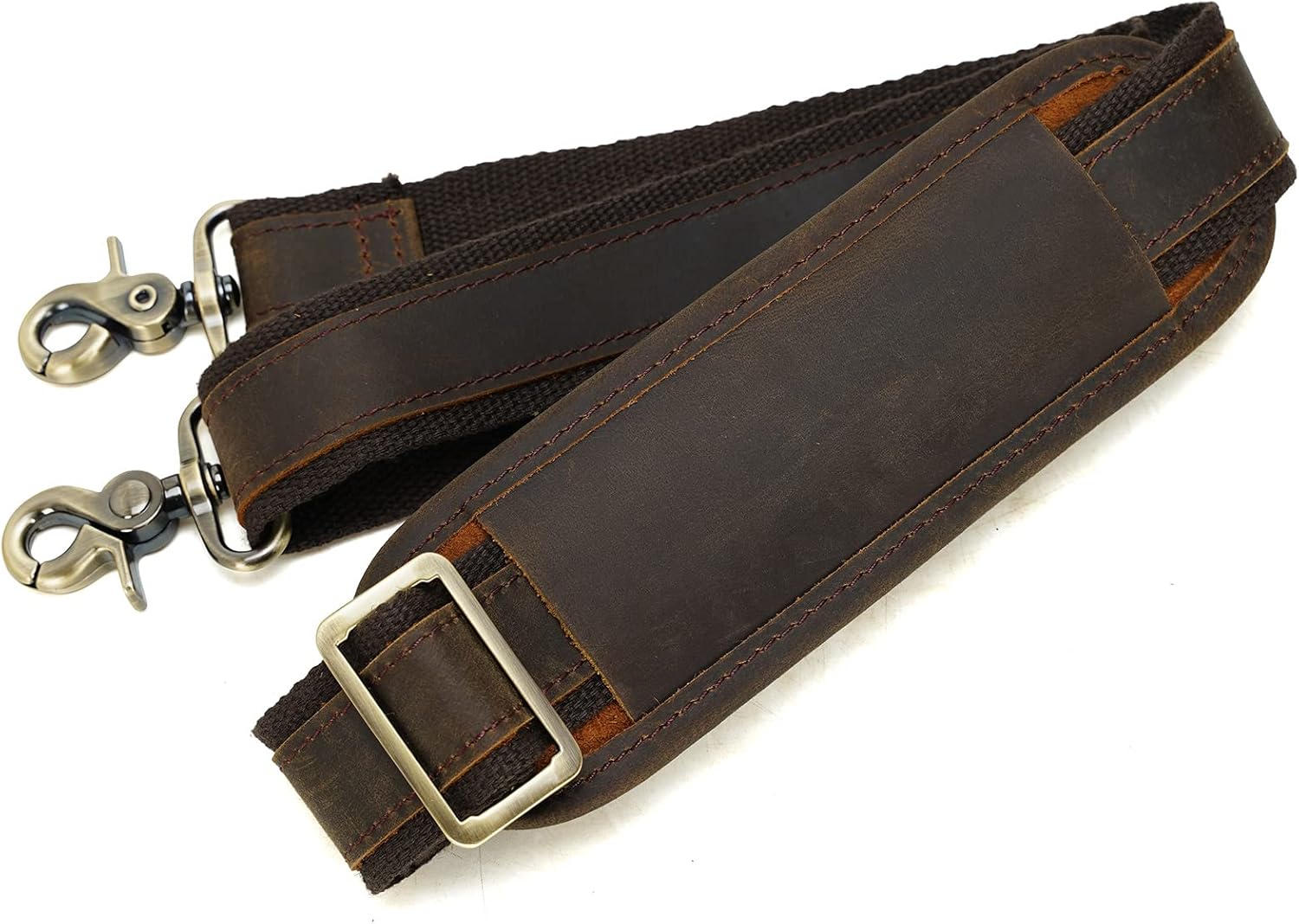 Polare Full Grain Leather Adjustable Replacement Shoulder Strap with Metal Hook for Briefcase Messenger Shoulder Duffel Bag - Image 5