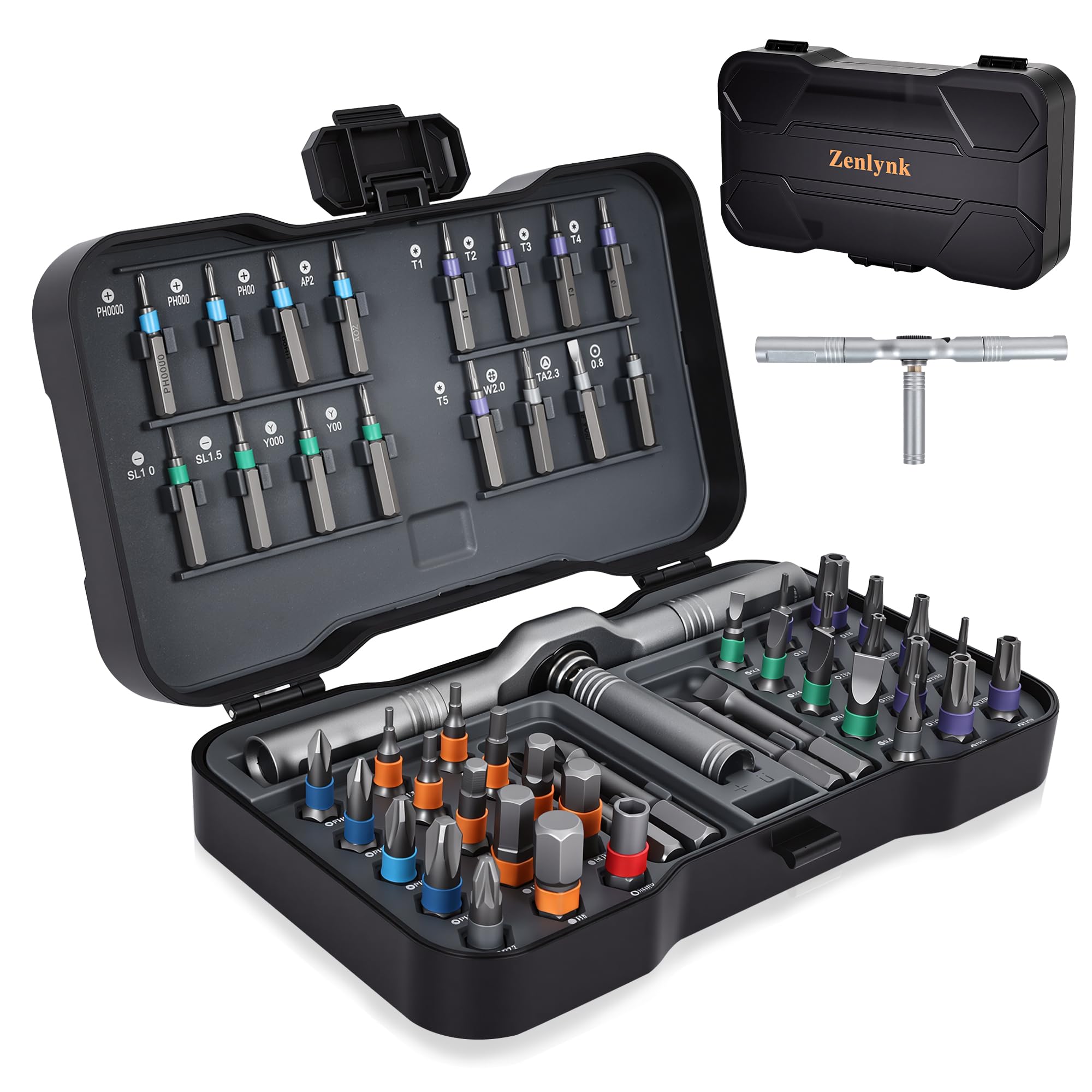 Zenlynk 50 in 1 Magnetic Ratchet Screwdriver Set, Professional Screwdriver Kit DIY Tool with S2 Steel Bits, for Home Repair, Electronics, Phone,