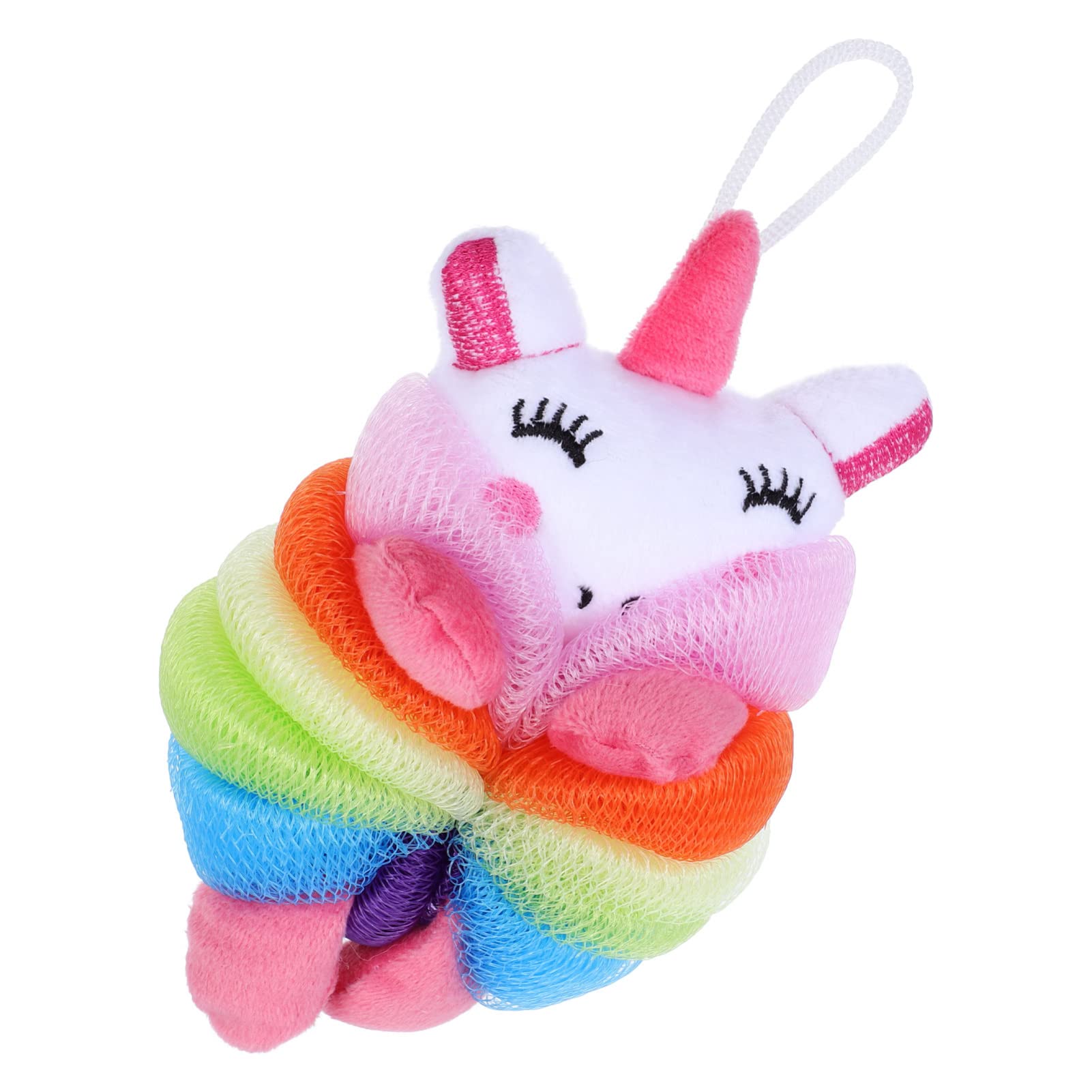 OSALADI Ducha Loofá para Niños Cartoon Unicornio Malla Esponja de Baño Animales Bolas de Ducha Bola de Unicornio para Niños Rosa