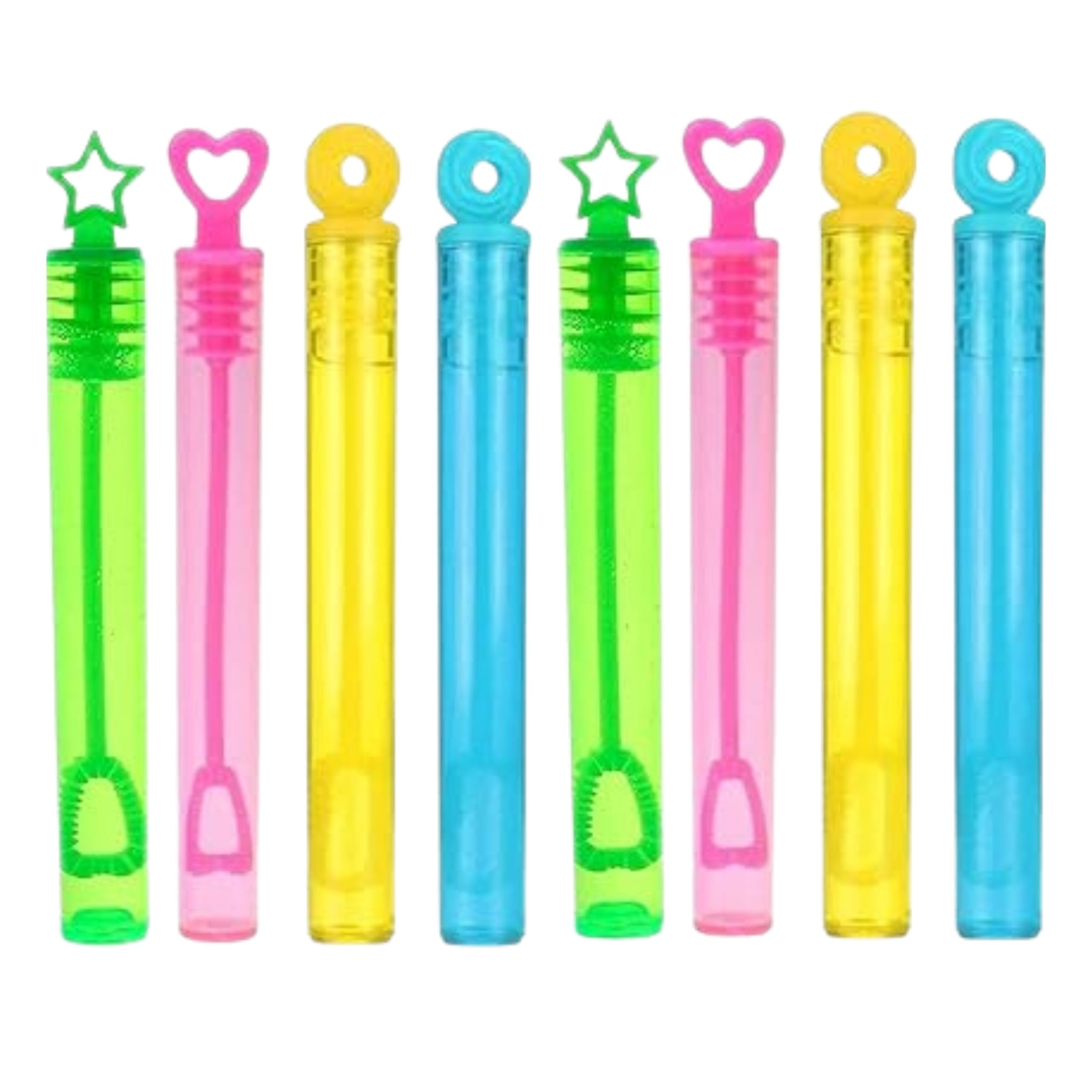 8 pcs Bubble Tubes Wands Bubble Solution Assorted Multicolour Party Bag Fillers for Kids Boys Girls - Summer Fun Bubble Toys for Birthday, Wedding, Hen Night, Party Favours, Events, Parties