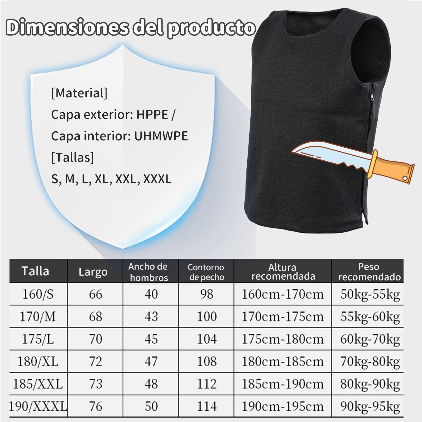 Chaleco Antibalas Discreto,Chaleco Táctico Militar,Antibalas Suave Oculta,Ligero Impermeable,para Protección De Seguridad Personal,Puñaladas Ligero,suave,transpirable