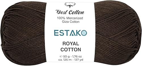 Estako Royal Cotton, 100% hilo de algodón giza mercerizado, suave, súper fino 1 para ganchillo y tejer, 1.76 onzas (1.76 oz), 137 yardas (410.1 ft)